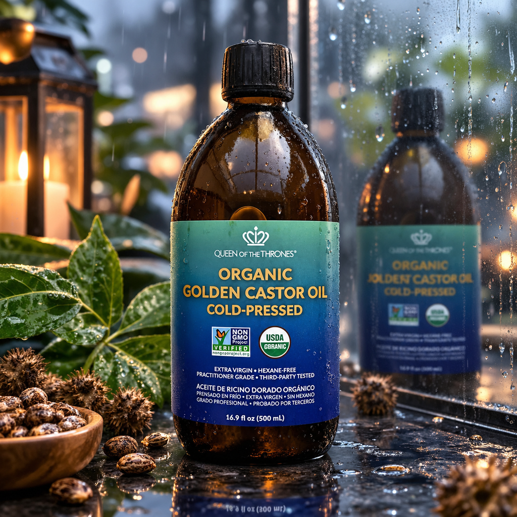 Queen Of The Thrones - Organic Golden Castor Oil - Cold Pressed - 16.9oz/500ml